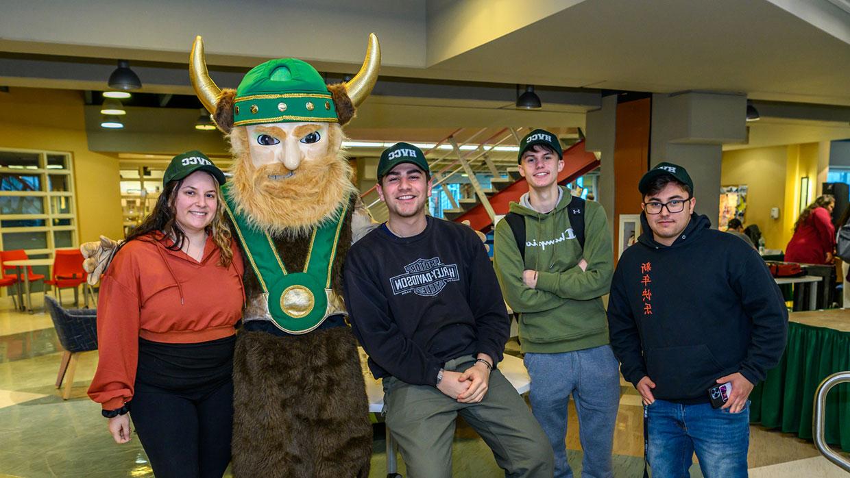Students with the viking mascot